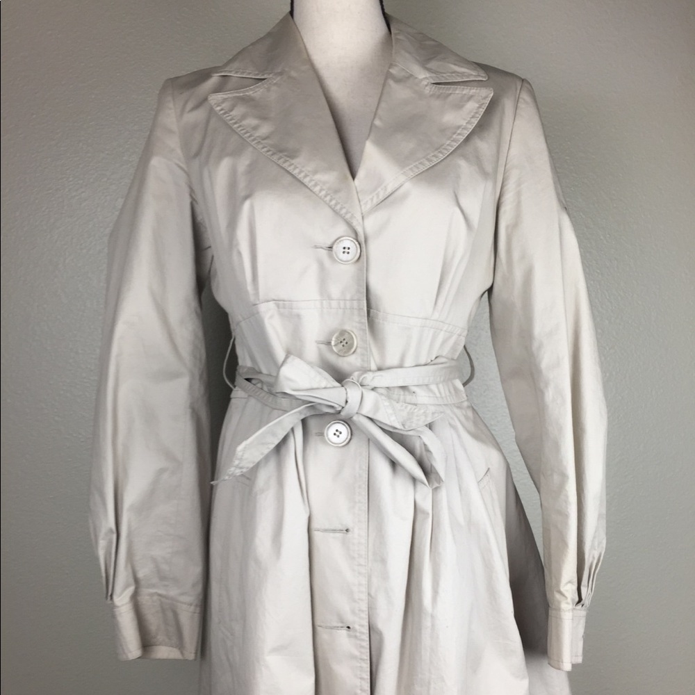 Khaki Tie-Waist Button Down Trench Coat